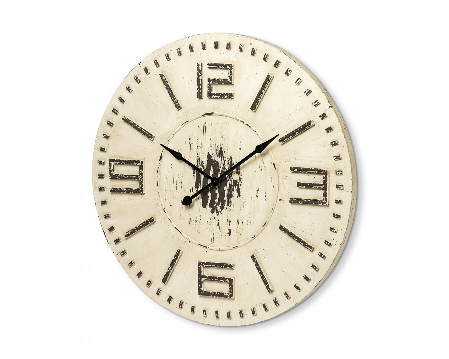 Mercana Devonshire Round Oversized Farmhouse Wall Clock - Cream