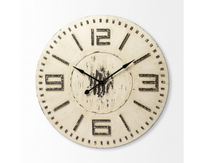 Mercana Devonshire Round Oversized Farmhouse Wall Clock - Cream