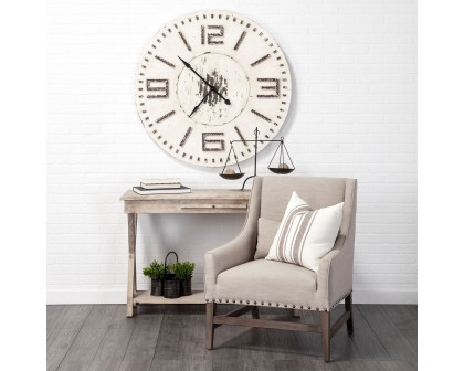 Mercana Devonshire Round Oversized Farmhouse Wall Clock - Cream