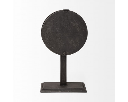 Mercana - Attalack II Black Metal Round Face Table Clock