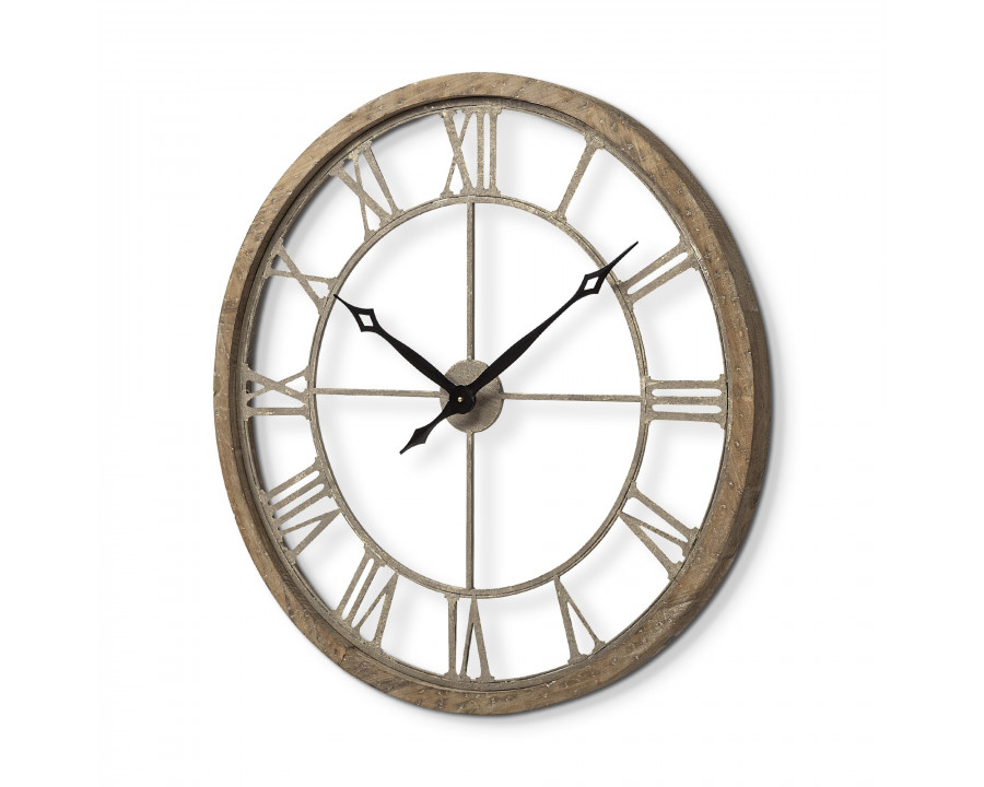 Mercana Mething 31.5" Farmhouse Wall Clock - Light Brown