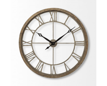 Mercana Mething 31.5" Farmhouse Wall Clock - Light Brown