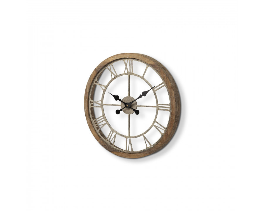 Mercana Mething 19" Farmhouse Wall Clock - Light Brown