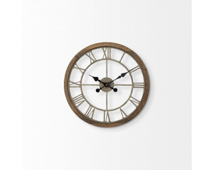 Mercana Mething 19" Farmhouse Wall Clock - Light Brown