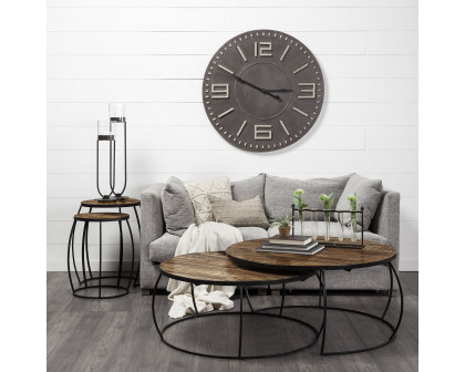 Mercana Devonshire II 42" Round Oversize Industrial Wall Clock - Dark Brown