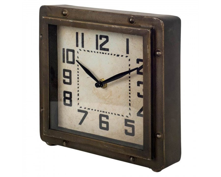 Mercana - Redding Bronze Toned Metal Square Table Clock