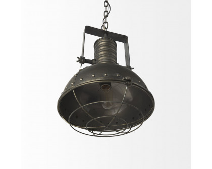 Mercana - Zaio Weathered Antique Gold Metal Caged Bulb Pendant Light