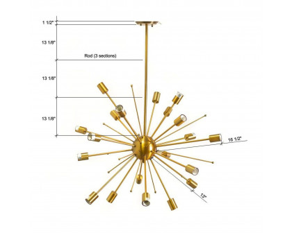 Mercana - Edisonna II Gold Sputnik Twenty Bulb Chandelier