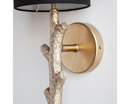 Mercana Sabinal II 7x18 Tree Branch Black Fabric Shade Wall Sconce - Black/Gold