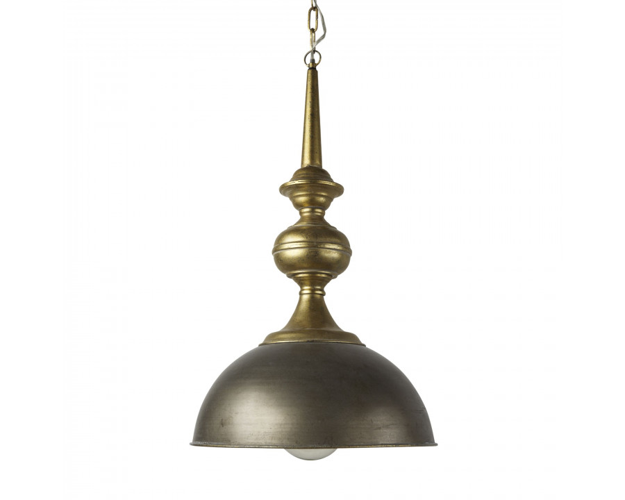 Mercana - Capsa Antique Gold and Silver Toned Metal Dome Pendant Light