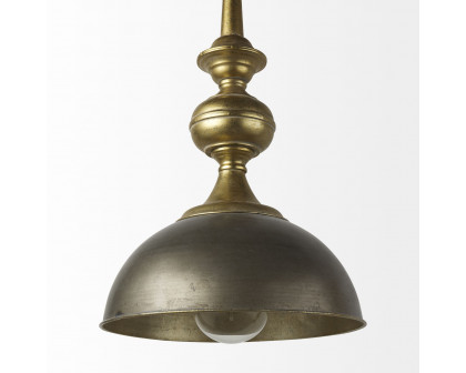 Mercana - Capsa Antique Gold and Silver Toned Metal Dome Pendant Light