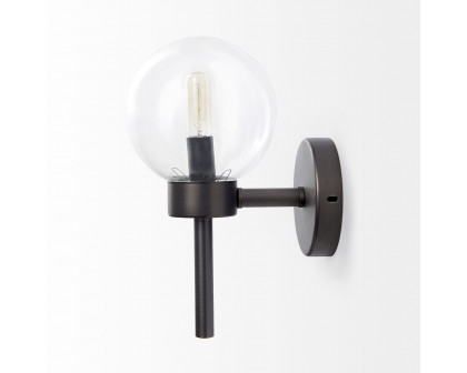 Mercana Boltern II 6x12 Glass Globe Wall Sconce - Black