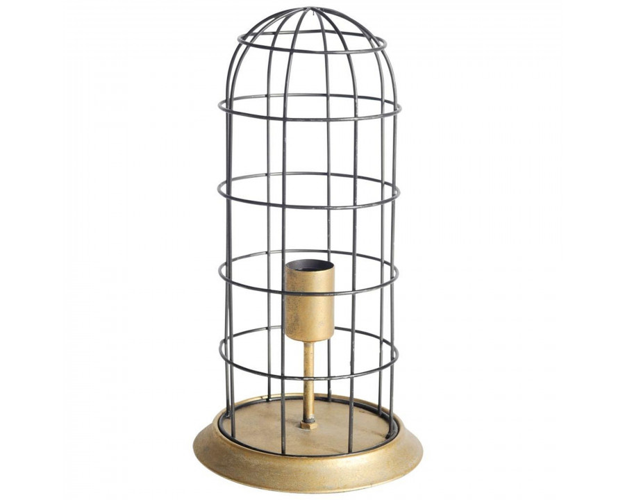 Mercana - Carkner I (38"H) Gun-Metal Grey Cylindrical Metal Cage Table Lamp