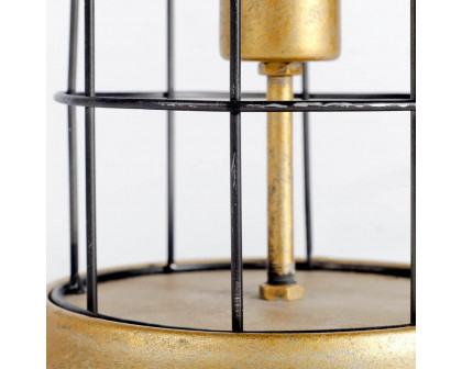 Mercana - Carkner I (38"H) Gun-Metal Grey Cylindrical Metal Cage Table Lamp