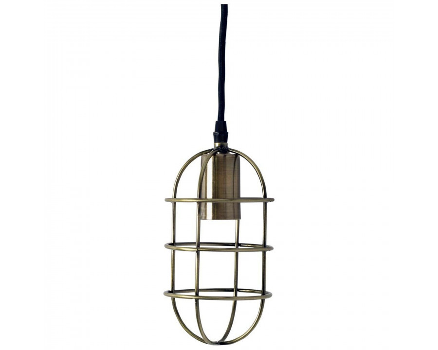 Mercana - Hines I Antiqued-Brass Metal Cage Pendant Light