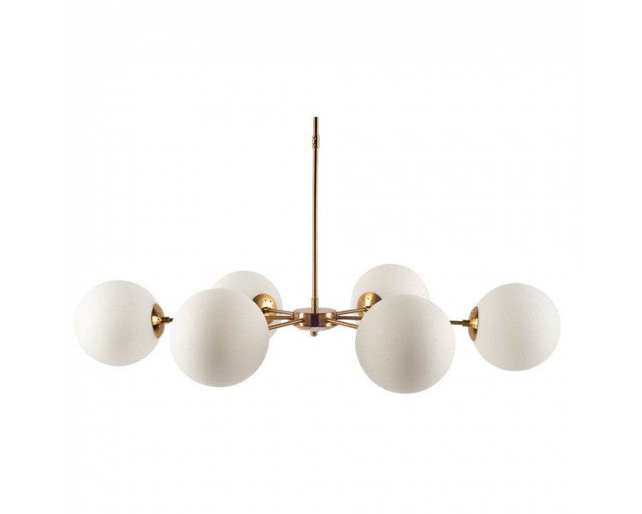 Mercana - Lahey Gold Multi-Arm with Frosted Glass Globe Six Bulb Chandelier