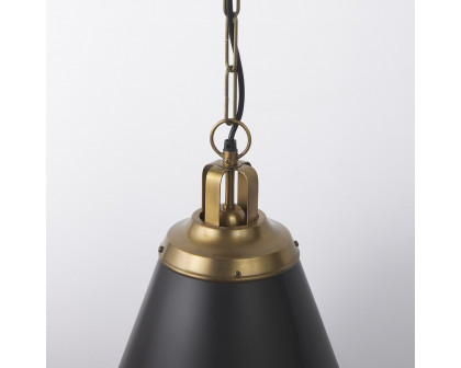 Mercana Fenton Pendant Light with Antiqued Gold Accents - Black