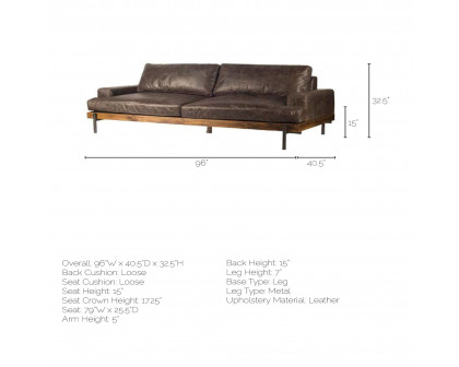 Mercana Colburne 3 Seater Sofa - Brown, Leather