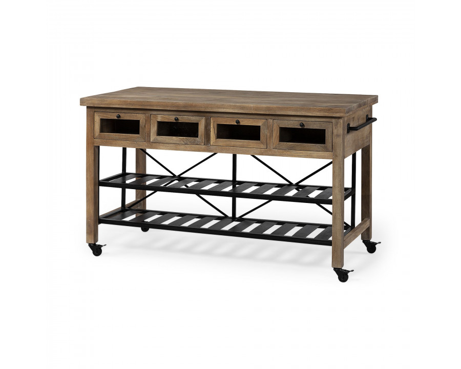 Mercana - Stuart 2 Tier Kitchen Island in Brown