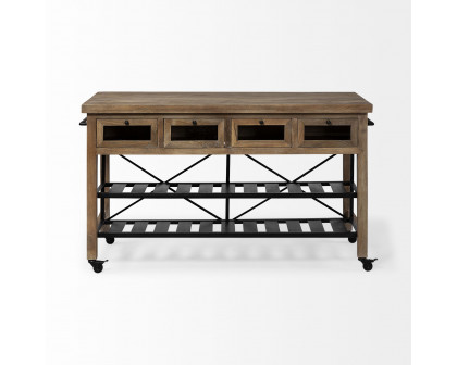 Mercana - Stuart 2 Tier Kitchen Island in Brown