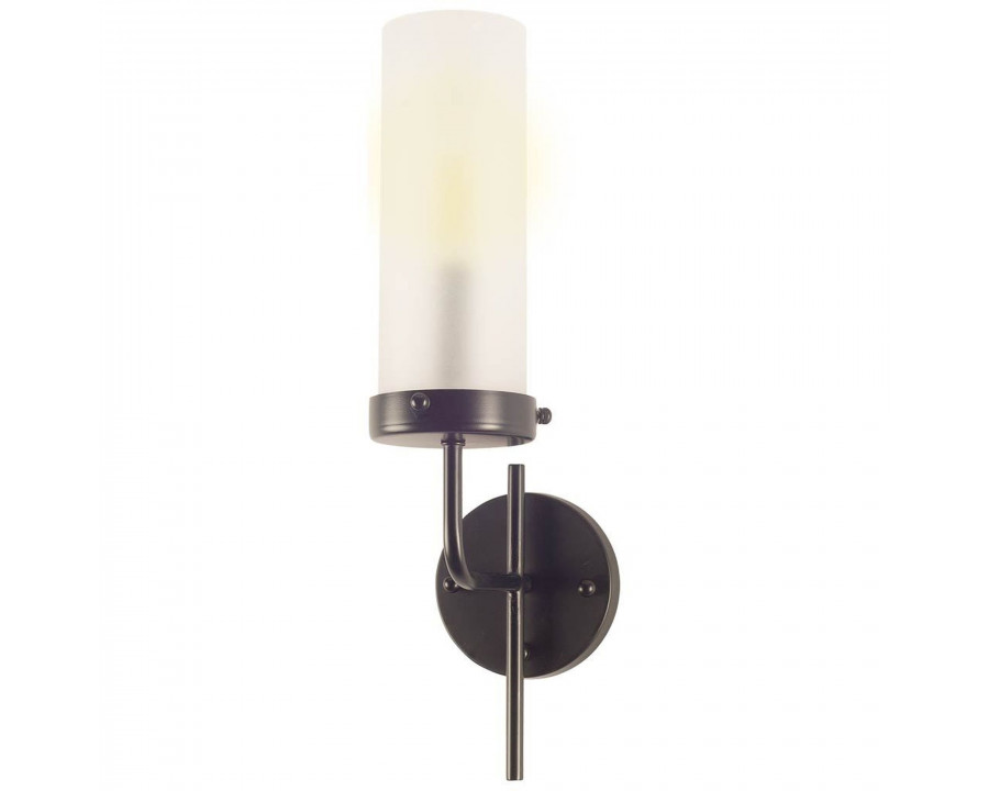 Mercana - Bougeoir I I 8x20 Gray Metal Cylindrical Glass Shade Wall Sconce