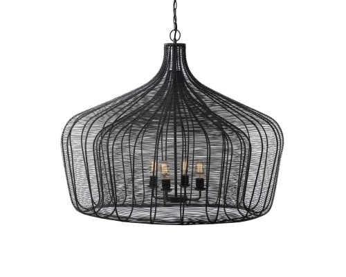 Mercana - Camila Black Metal Mesh-Style Four Bulb Chandelier