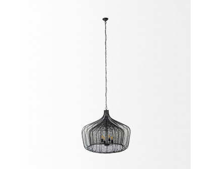 Mercana - Camila Black Metal Mesh-Style Four Bulb Chandelier