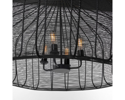 Mercana - Camila Black Metal Mesh-Style Four Bulb Chandelier