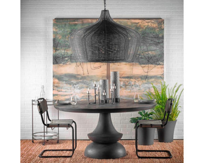 Mercana - Camila Black Metal Mesh-Style Four Bulb Chandelier