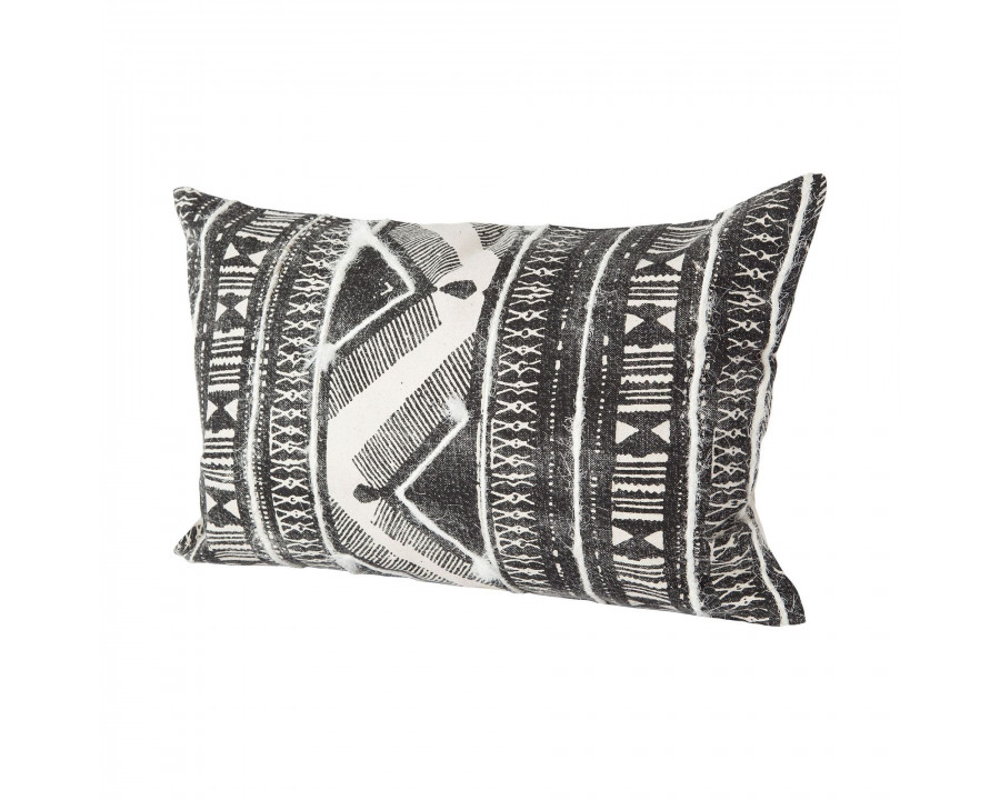 Mercana Beveridge II 14 x 26 Black And White Embroidered Pattern Decorative Pillow Cover