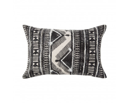 Mercana Beveridge II 14 x 26 Black And White Embroidered Pattern Decorative Pillow Cover