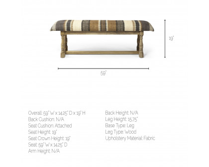 Mercana Greenfield Bench with Wood Frame - Multi-Color