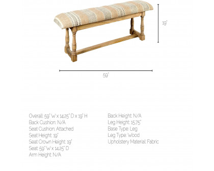 Mercana Greenfield Bench with Wood Frame - Beige