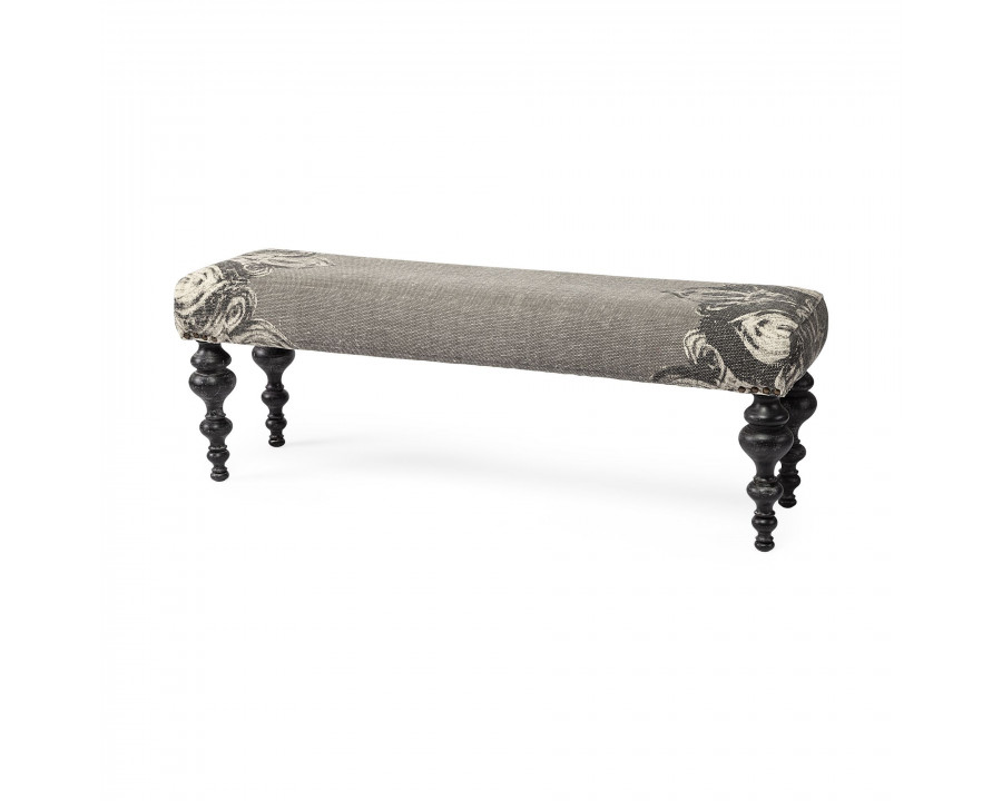 Mercana - Alhambra Bench with Black Wood Legs in Gray