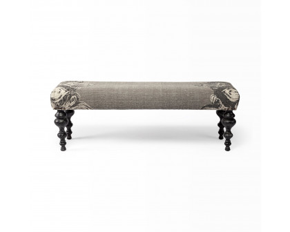 Mercana - Alhambra Bench with Black Wood Legs in Gray