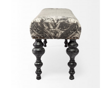 Mercana - Alhambra Bench with Black Wood Legs in Gray