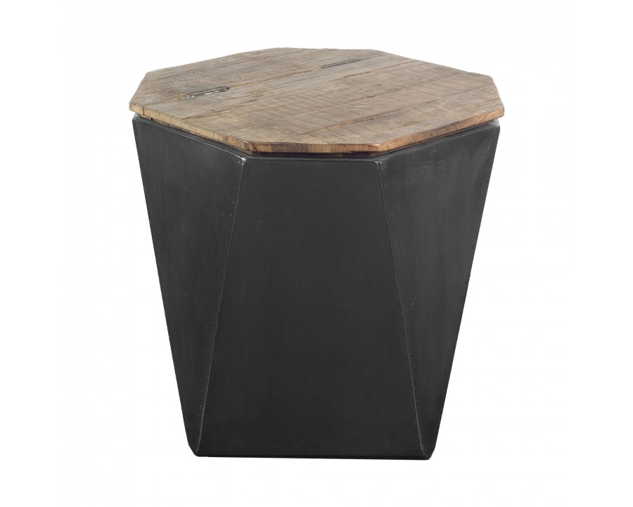 Mercana Esagono End Table with Storage - Black/Brown