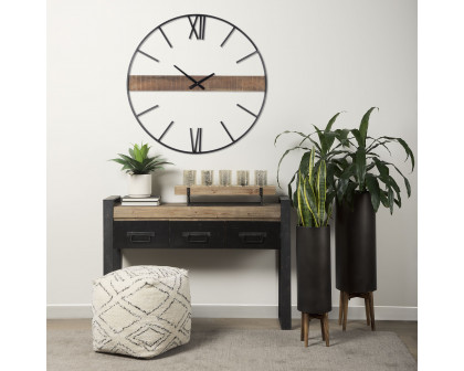 Mercana - Roman 36" Round Oversize Industrial Wall Clock