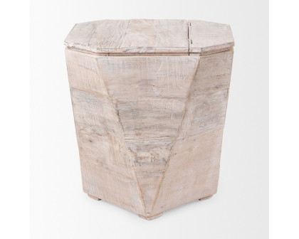 Mercana Esagono End Table with Storage - Whitewash