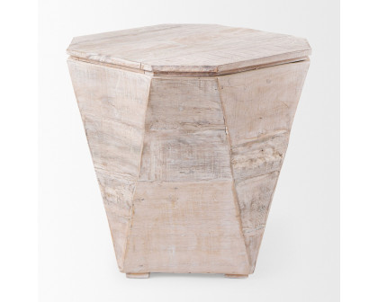 Mercana Esagono End Table with Storage - Whitewash