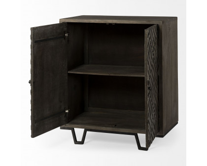 Mercana - Argyle I Dark Brown And Metal 2 Door Accent Cabinet