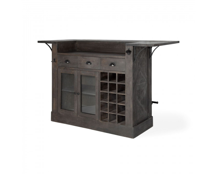 Mercana - Cheers Kitchen Island with Wine Bottle Storage in Dark Brown