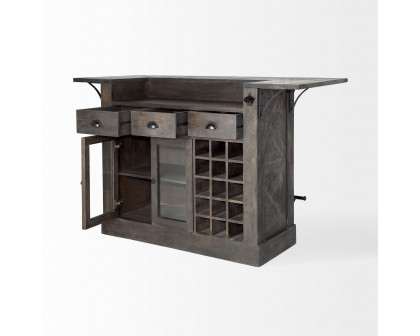 Mercana - Cheers Kitchen Island with Wine Bottle Storage in Dark Brown