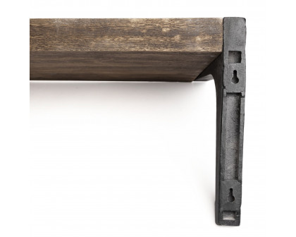 Mercana Dion II Wood Wall Shelf with Black Metal - Brown