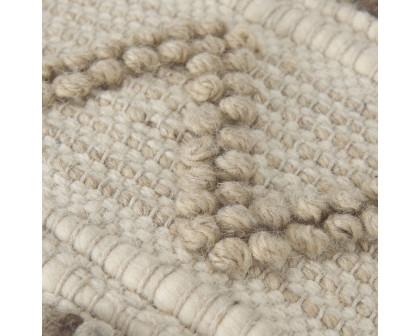 Mercana - Caela Beige/Brown Wool, Cotton and Felt Popcorn Stitch Square Pouf