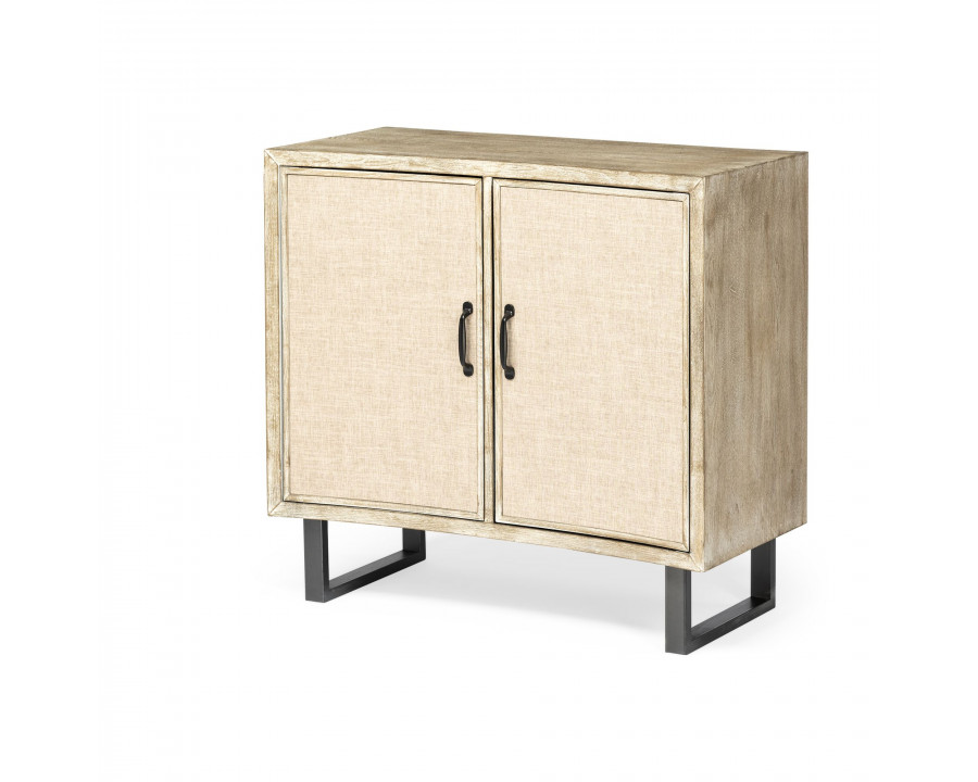 Mercana - Bellefontaine Natural Fir Veneer And Fabric 2 Door Accent Cabinet