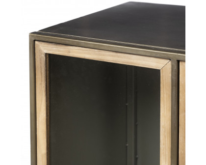 Mercana - Pandora II Brown Wood and Metal Glass Door Display Cabinet