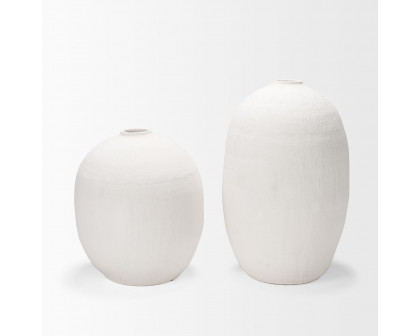 Mercana Karakum I Short Textured Ceramic Vase - White