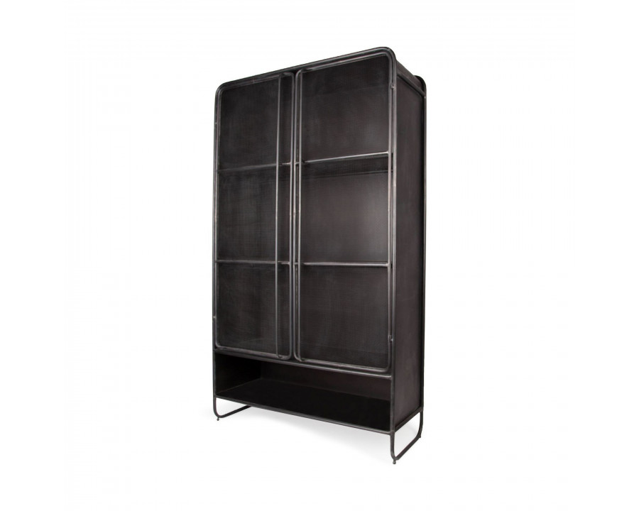 Mercana - Klaus Dark Brown Polished Metal Mesh Door Display Cabinet