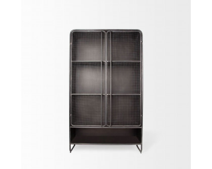 Mercana - Klaus Dark Brown Polished Metal Mesh Door Display Cabinet